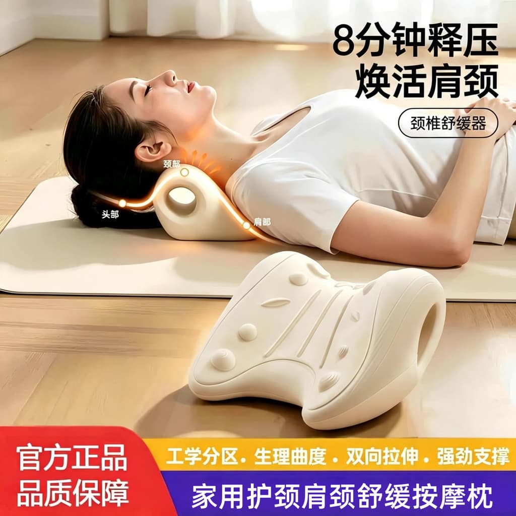 Travesseiro de massagem para coluna cervical alemã, coluna cervical doméstica, calmante, ombro, pescoço, formato de c, c