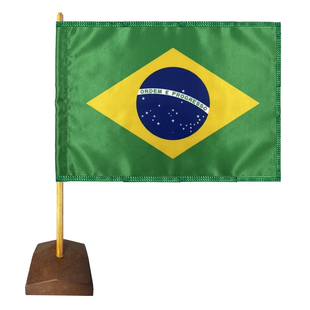 Bandeira de Mesa do Brasil Myflag Pedestal Madeira