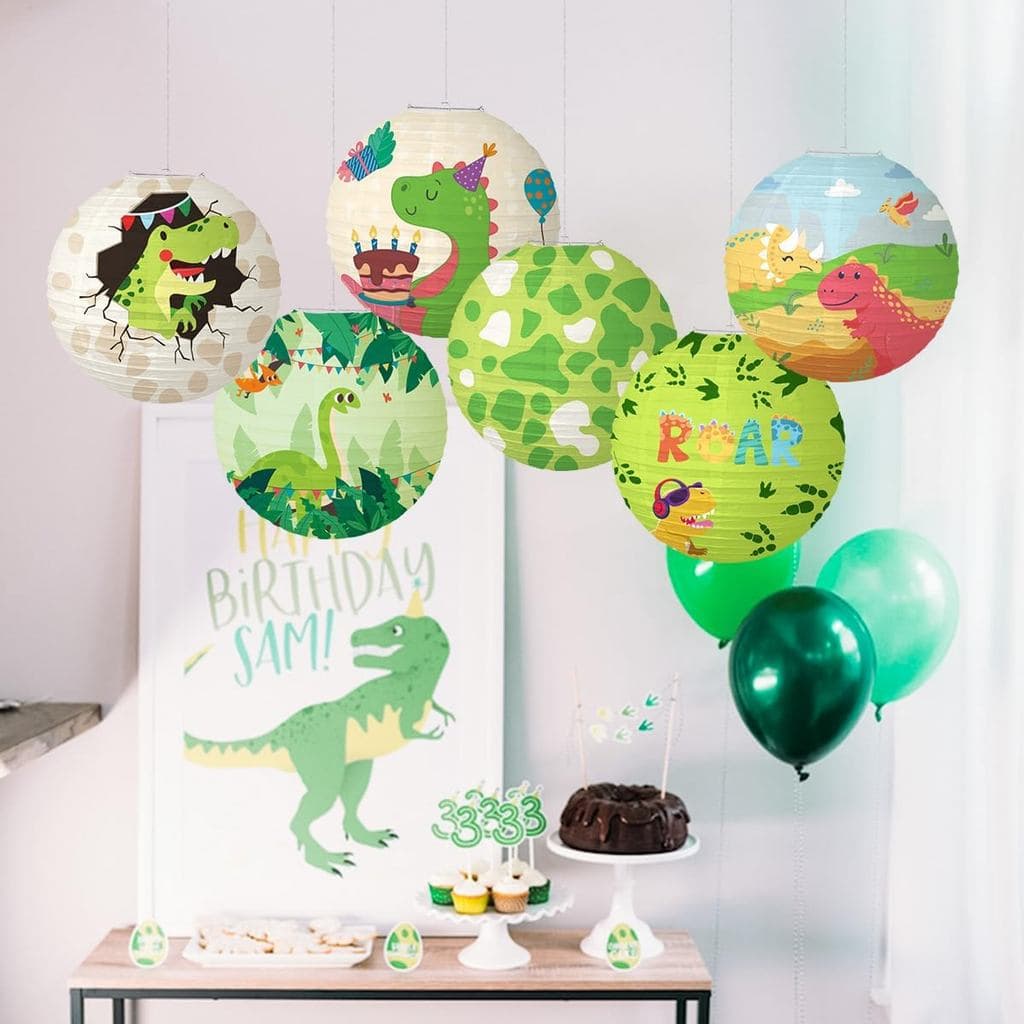 Decorações De Dinossauros De Aniversário , Festa Com Lanterna De Papel Tema De Dinossauro , Materiais Pendurados Para Qu