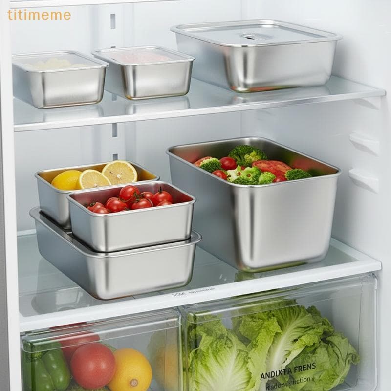 tr Recipientes De Armazenamento De Alimentos De Aço Inoxidável Tampas Herméticas À Prova De Vazamento Resistentes Ao Cal