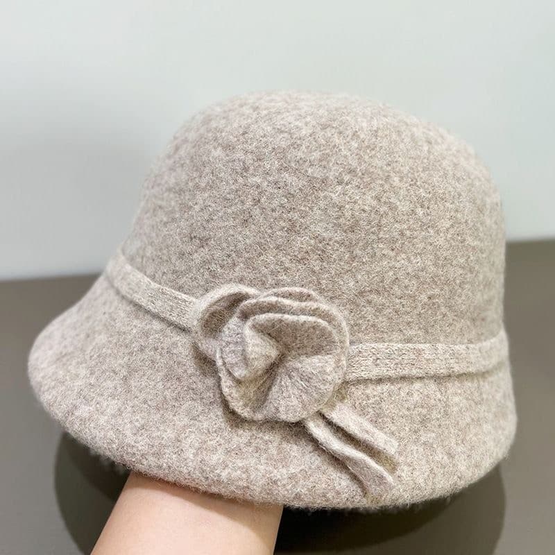 Moda versão coreana de lã mãe chapéu senhoras outono inverno chapéu superior moda All-Match balde chapéu de meia-idade i