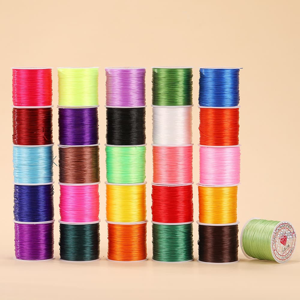DIY Material de fio frisado tecido à mão 0.8mm fio elástico de seda plana 50m elastano fio pulseira fio elástico