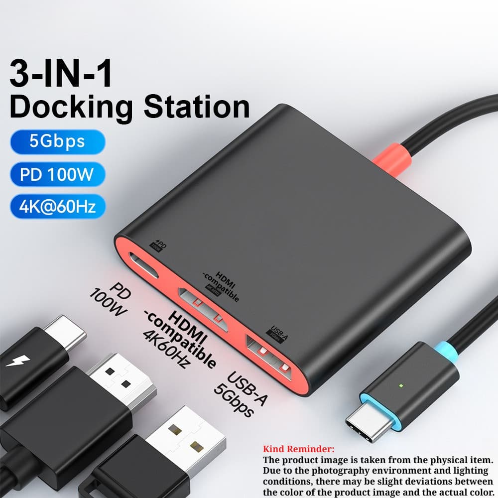 JMT 3 Em 1 Estação De Acoplamento De Liga De Alumínio Compatível Com HDMI 4K @ 60Hz/USB 3.2 5Gbps/PD100W Para Switch Mon