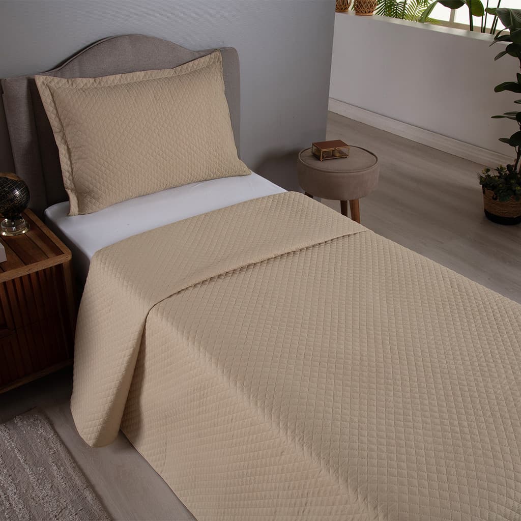 Kit Cobre Leito Solteiro Kaique 02 Peças Liso Ideal Cama Box
