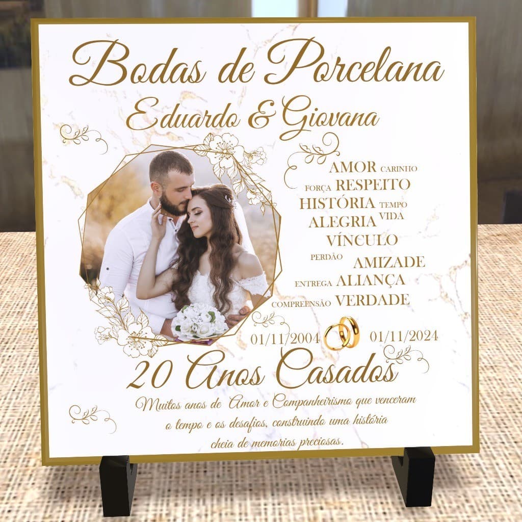 Azulejo Personalizado  Bodas de Porcelana -20 Anos Casados