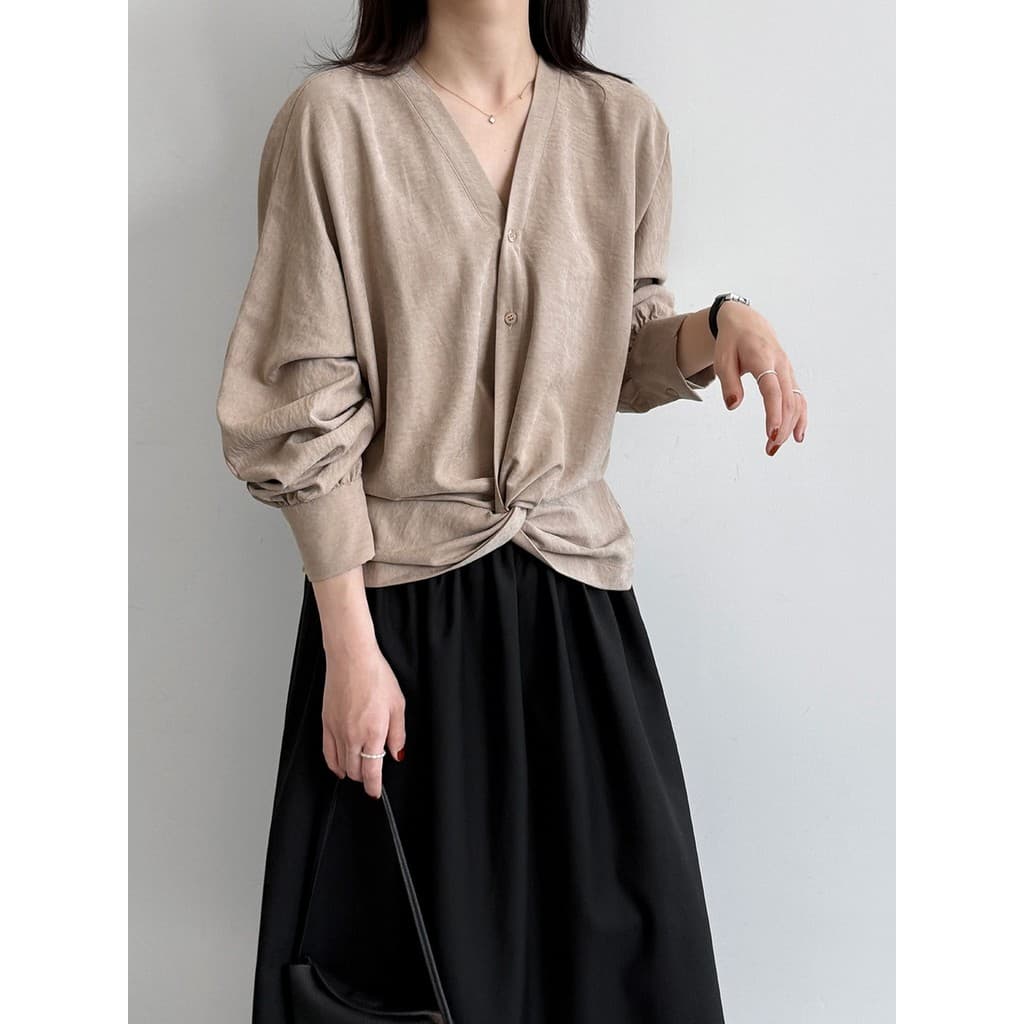 Plissado torcido cintura sem gola literária estilo dinheiro antigo camisa feminina estilo legal linda camisa conhecida P