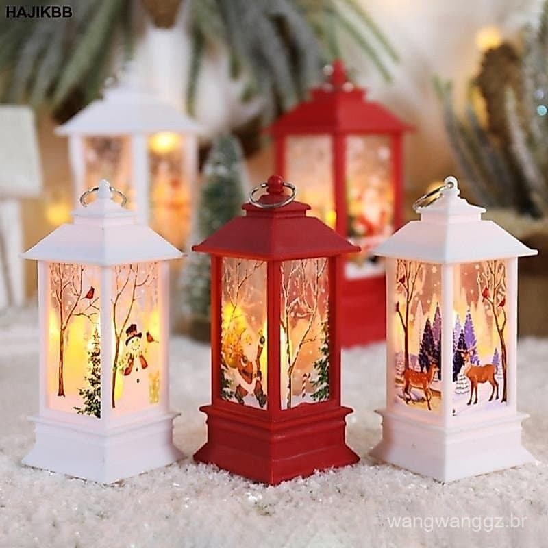 Globo De Neve De Natal Lanterna Alimentada Por Bateria Luz LED Água Brilhante Papai Noel Boneca Pendurado Noite Lâmpada