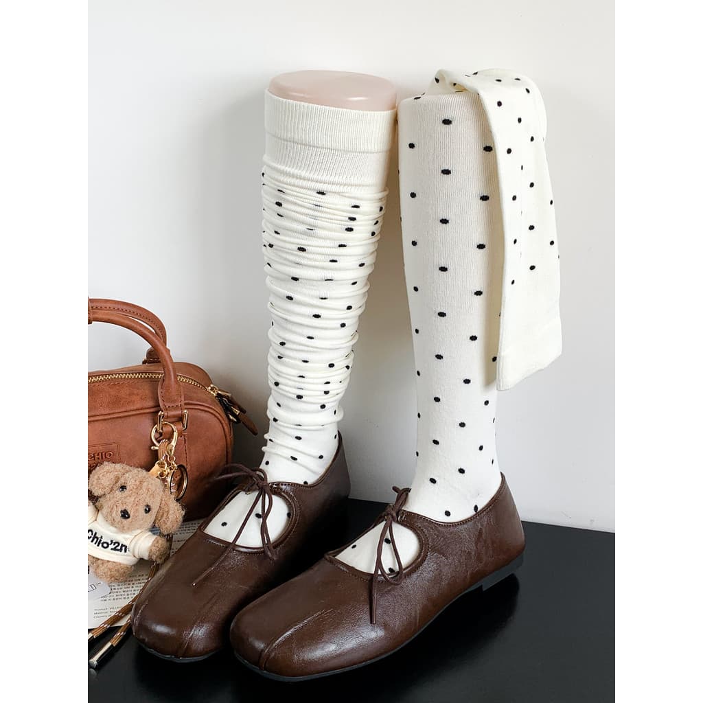 Meias japonesas brancas de bolinhas femininas acima do joelho, meias jk de cano alto, cinza, pequenas bolinhas, cano alt