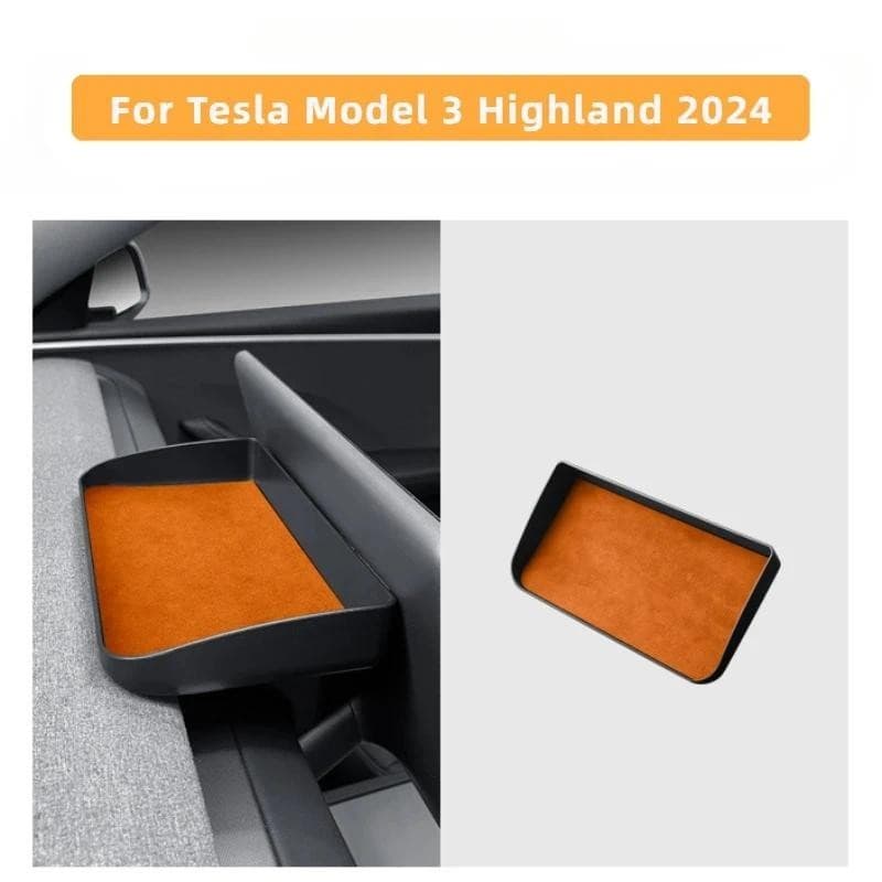 Caixa De Armazenamento De Placa De Instrumento Para Tesla Modelo 3 Highland 2024 Alcantara Camurça Painel Atrás Da Tela