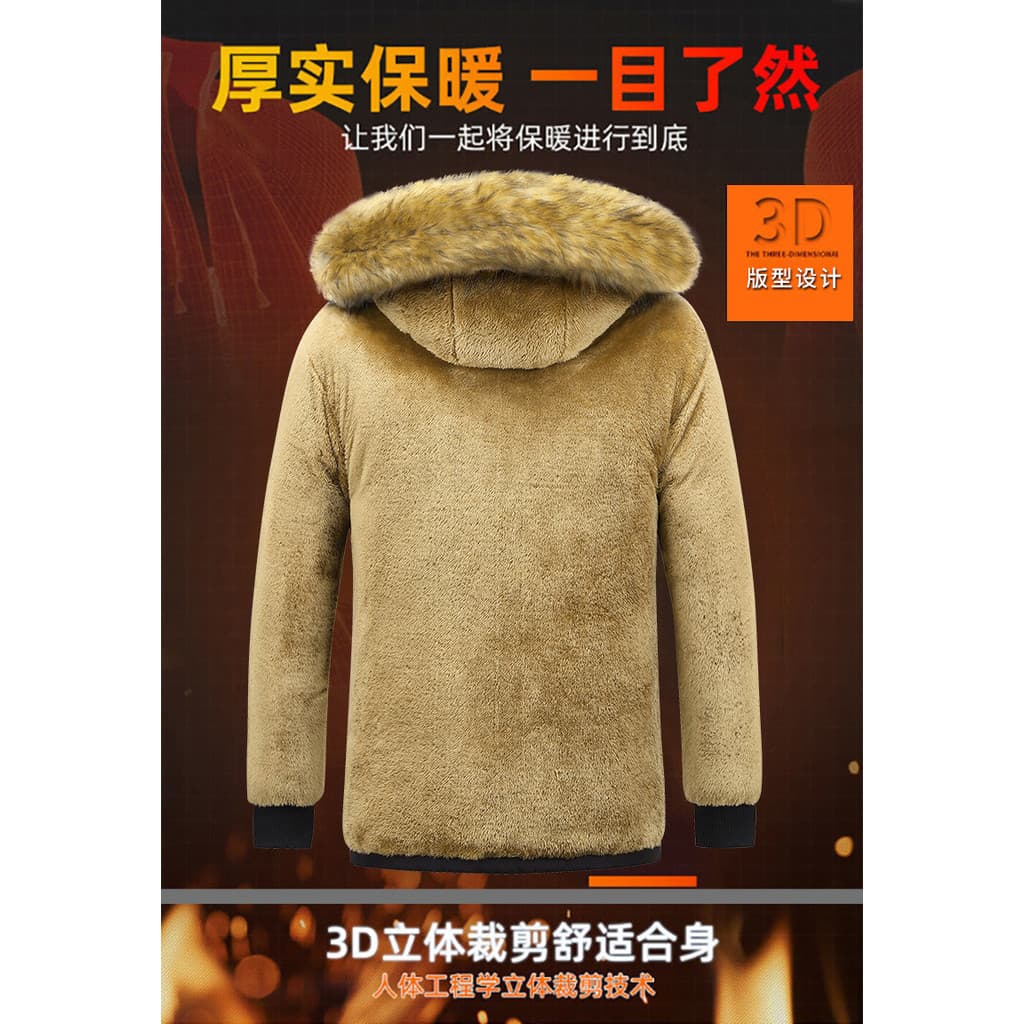 Novo estilo masculino inverno velo grosso acolchoado jaqueta com capuz gola de pele jaqueta grossa quente Outerwear masc