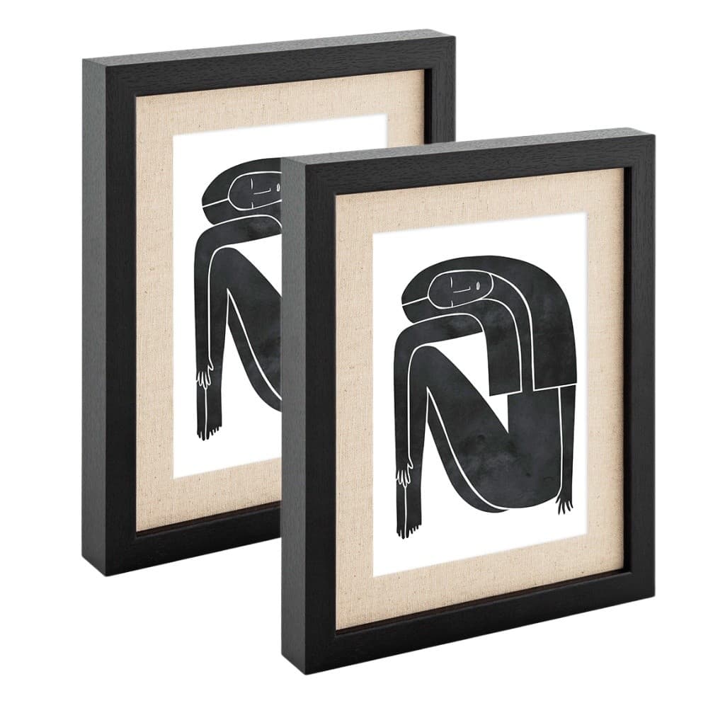 Kit Porta-Retrato em MDF Preto com Linho 10X15 - 2 Pçs