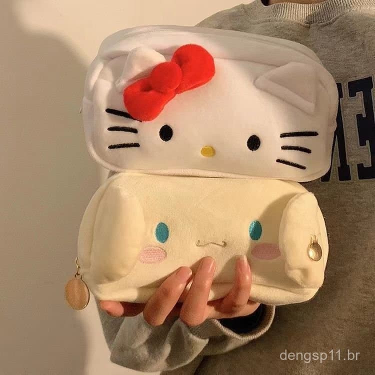 Estojo de Lápis Coreano com Estampa de Gato, Edição Limitada, Bolsa de Armazenamento de Grande Capacidade, Adequado para