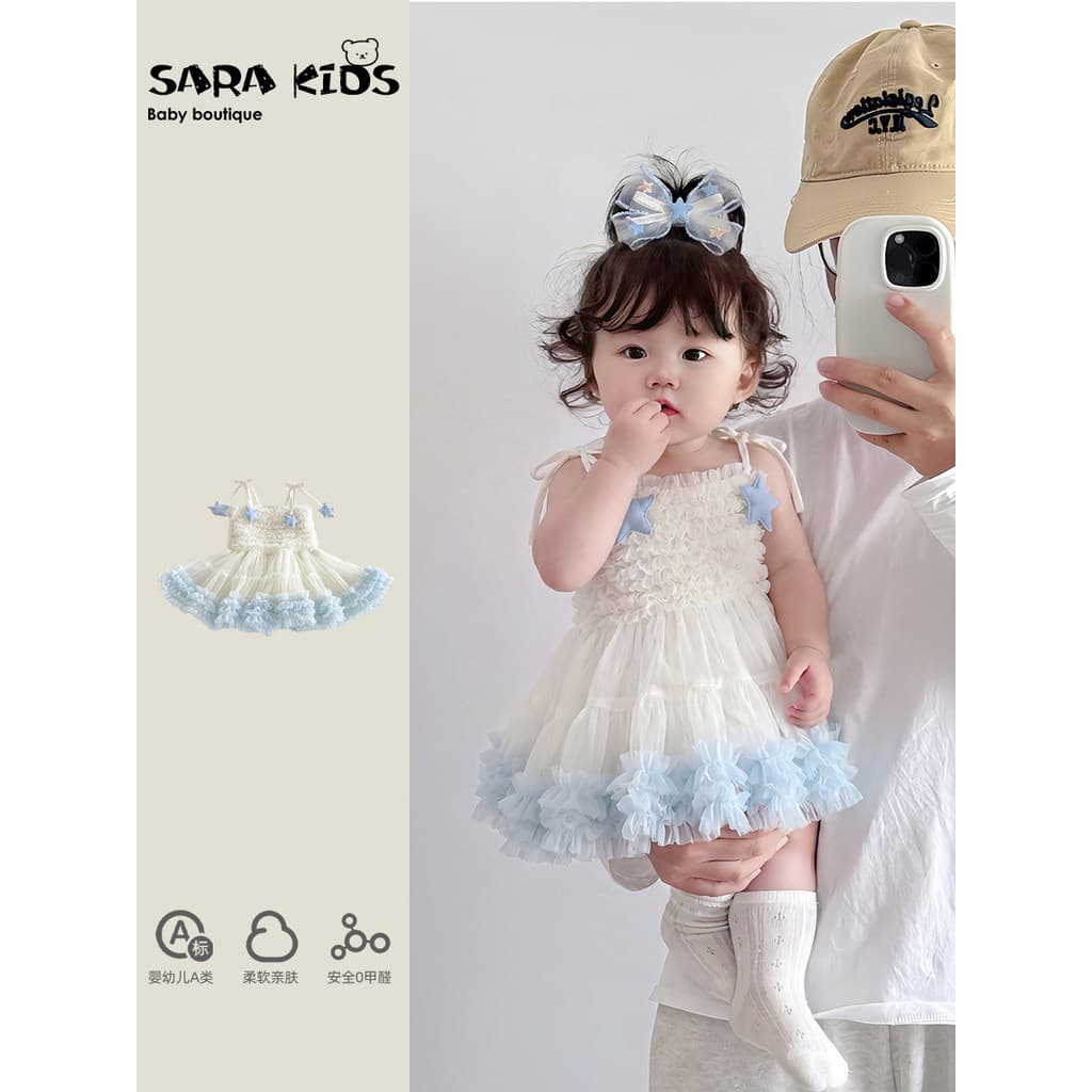 Feminino bebê verão vestido de princesa moda moda vestido de bebê 2026 vestido de verão novo estilo infantil roupas boni