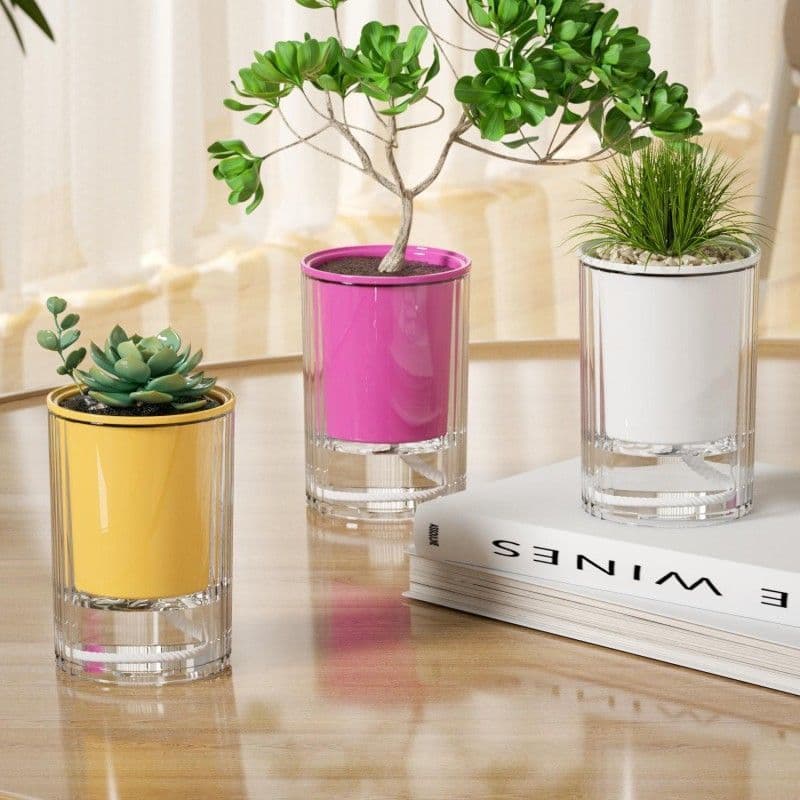 Vaso de flores automático preguiçoso com absorção de água, planta verde, vaso de plantas, decoração de mesa, criativo, s