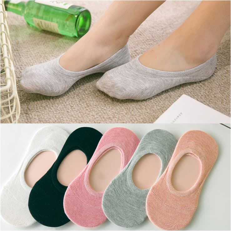 Meias de barco femininas de algodão puro boca rasa Silicone antiderrapante meias invisíveis meias femininas primavera ve