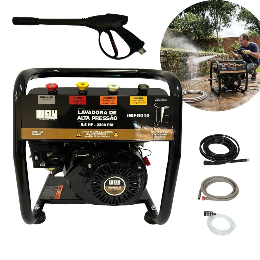 Lavadora De Alta Pressão Gasolina 2200 PSI 6.5HP Importway