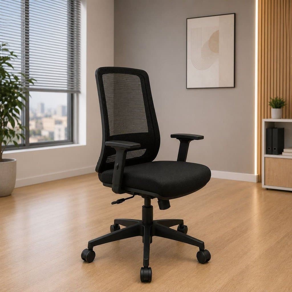 Mesa de Escritório em L 140x60cm com 2 Gavetas + Cadeira de Escritório Ergonômica Reclinável