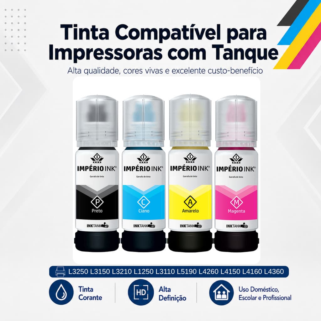 Tinta Para L3250 L3150 L3210 L1250 L3110 L5190 L4260 L4150 L4160 L4360 Compatível Epson