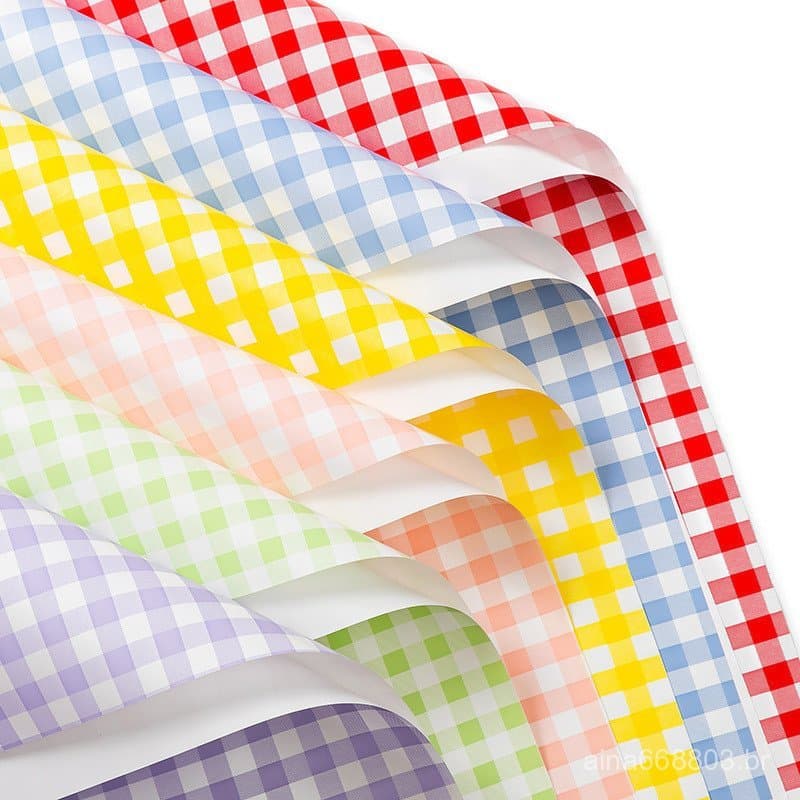 Papel de embrulho para buquê de flores, à prova d'água, papel Ouya xadrez floral de verão, material de embalagem para fl