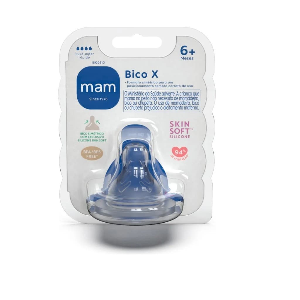 Bico Mamadeira X Mam 6m+ Fluxo Super Rápido