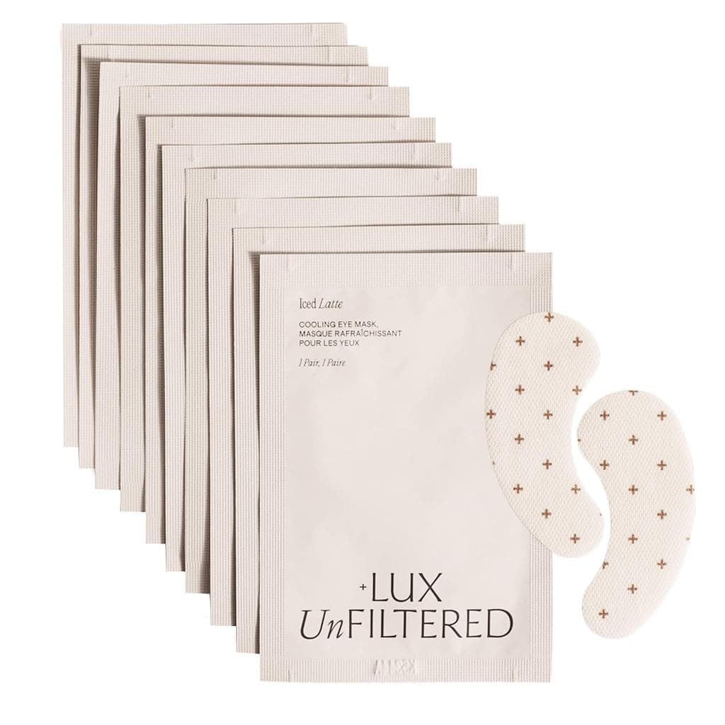 +LuxUnfilteredIcedLatteCoolinderEyePatches-Anti-SlipCaffeineInfusedKoreanEyeMask-ReduzInchaço,Ilumina&Hidrata-Niacinamid