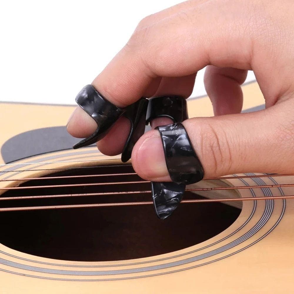SUBEI Palhetas De Guitarra 1 Polegar + 3 Bainha De Dedo Para Acústica