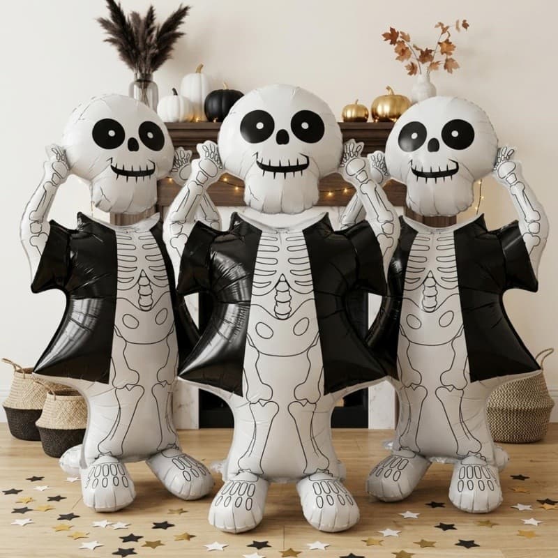 Halloween Dos Desenhos Animados Crânio Em Pé Balão Decoração Inflável-Balões Forma De Esqueleto Casa Assombrada Fontes D
