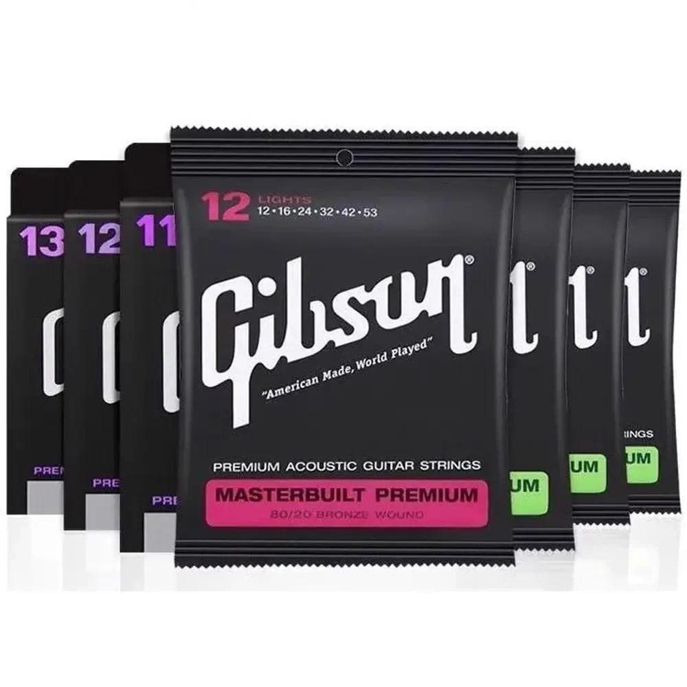 1 Conjunto de 6 Cordas para Violão Gibson, Bom Som, Série SAg, Folk Bronze, Totalmente Lisas, Elétricas 9MTZ