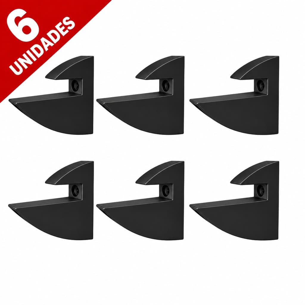Kit 6 Suportes Bico De Tucano Preto Branco Para Prateleira Mesinha Mesa Invisivel Suspensa De Parede Quarto Escritorio