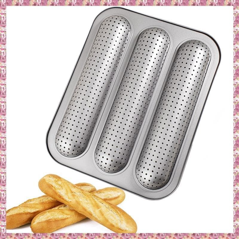 (Zsqa) Baguett Pan Molde De Pão Francês 3 Cavidade Assadeira Antiaderente Longo Torrada Bolo Bakeware Assadeiras Para Fo