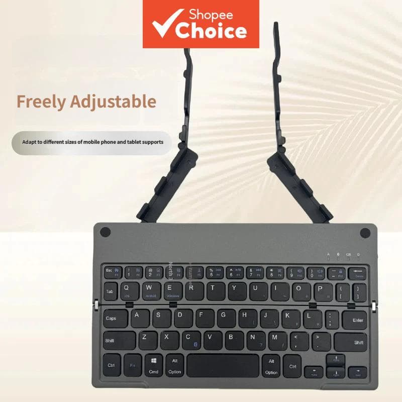 Teclado Bluetooth de viagem ultra fino e sem fio, silencioso, teclado portátil mini dobrável com suportes para telefone