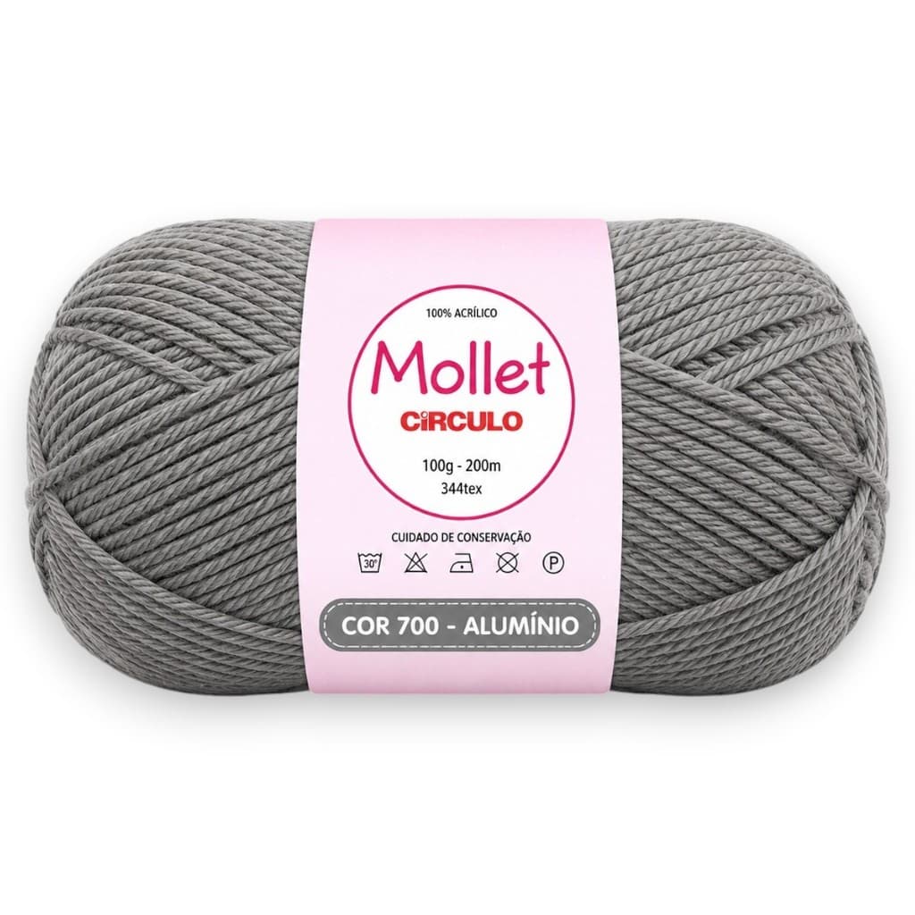 Fio Mollet Círculo 100g 200m Cor 700 Alumínio – 100% Acrílico