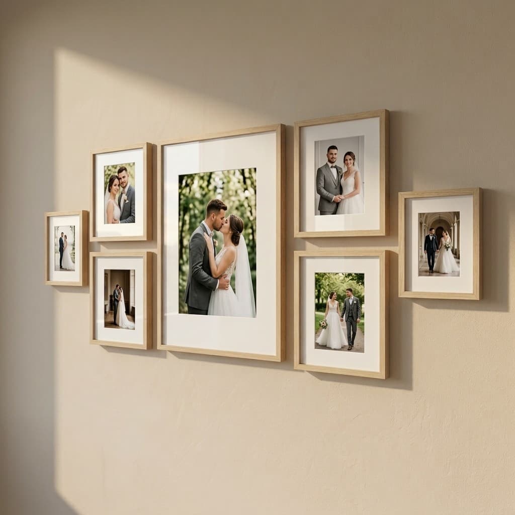 kit 7 Porta retrato parede com paspatur multifotos diversos tamanhos  decoração quarto sala