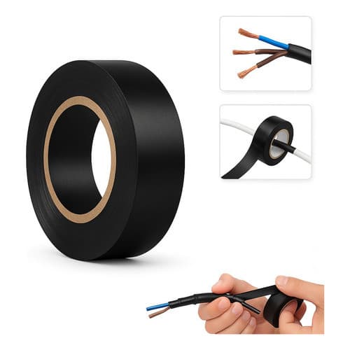 Fita Isolante 20m x 19mm preta antichama pvc Uso Profissional reforçada flexivel