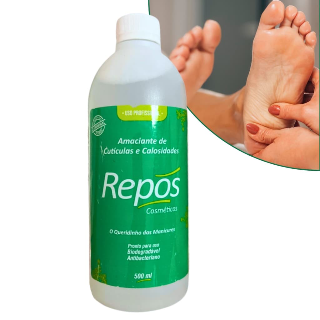 Repos Amaciante Amolecedor de Cutículas e Calosidade 500ml Spa dos Pés Ressecados e Rachaduras