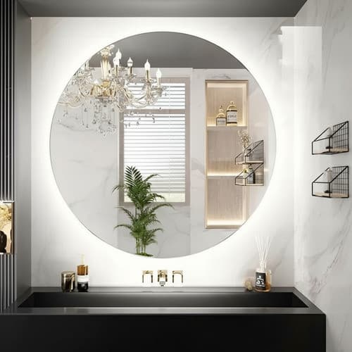 Espelho Multiuso Lapidado Redondo 40cm Com Led Fria