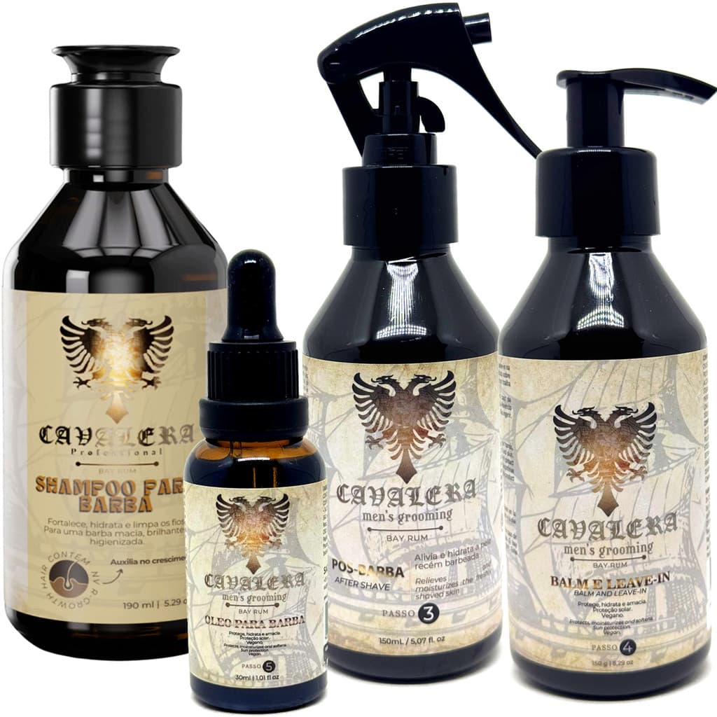 Kit Cavalera Bay Rum Completo Shampoo, Óleo, Balm, Pós Barba