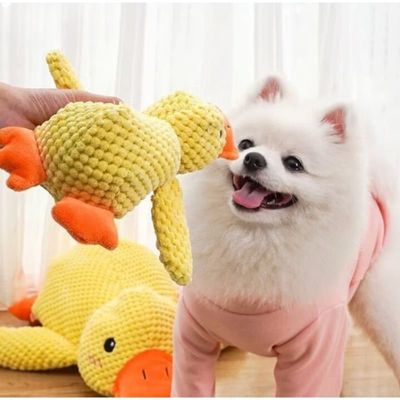 Brinquedo Pelucia Para Pets Com Apito Pato Sonoro - 26cm
