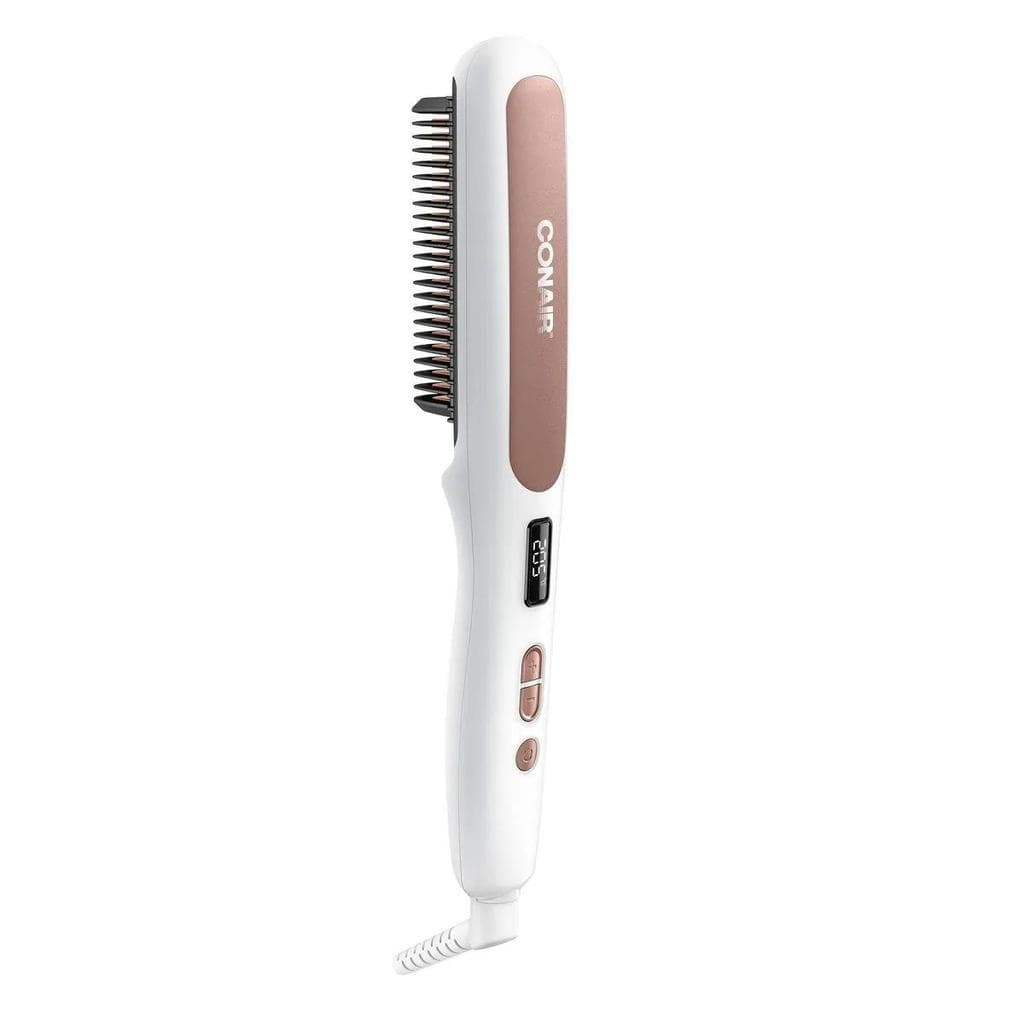 Escova Alisadora Conair Infusion Coco Aloe Vera Amêndoa Cerâmica Dupla LCD Bivolt
