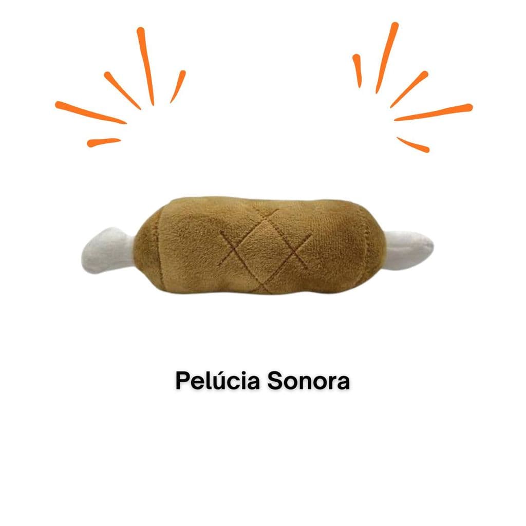 Brinquedo de Pelúcia mordedor para Pets em formato de Osso com Efeito Sonoro