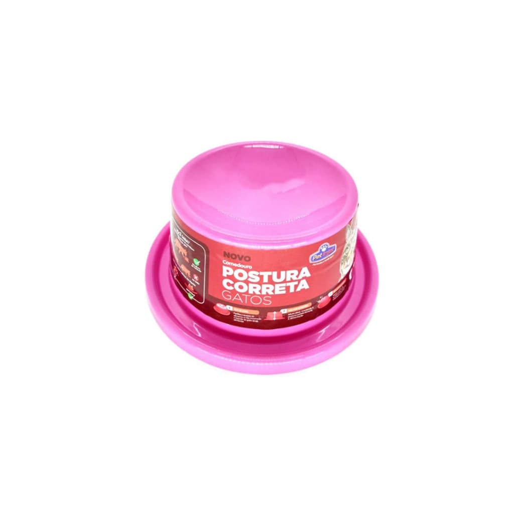 Comedouro para Gato Postura Correta  Anti Formiga Rosa Pet Injet