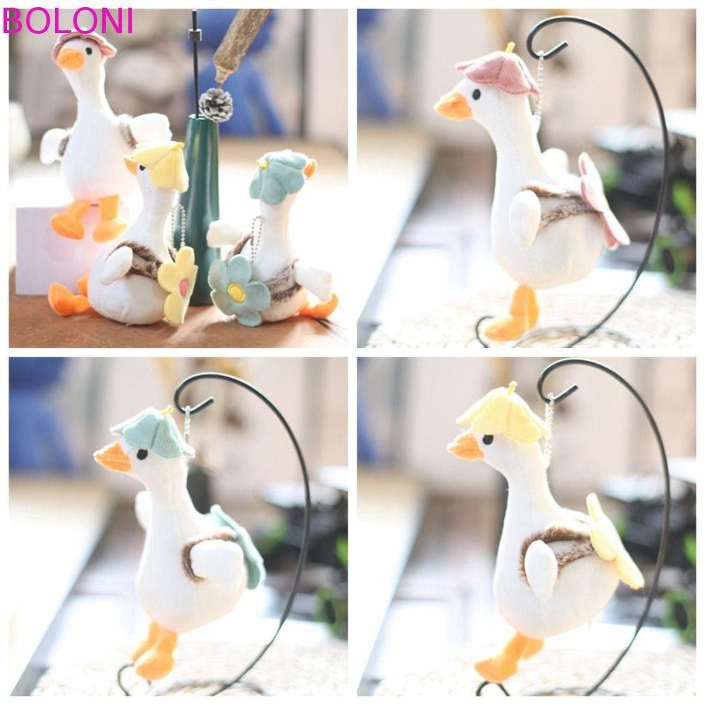 BOLONI Pingente De Animal De Pelúcia , Flor Grande Chaveiro De Ganso Branco , Boneca De Desenho Animado Estilo Coreano