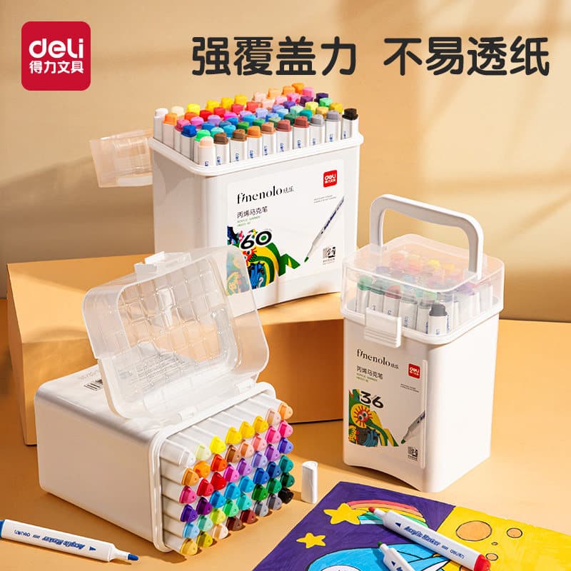 Deli Marcador Acrílico Forte Cobertura Não É Fácil de Penetrar Caneta Acrílica de Papel DIY Empilhável Graffiti Caneta A