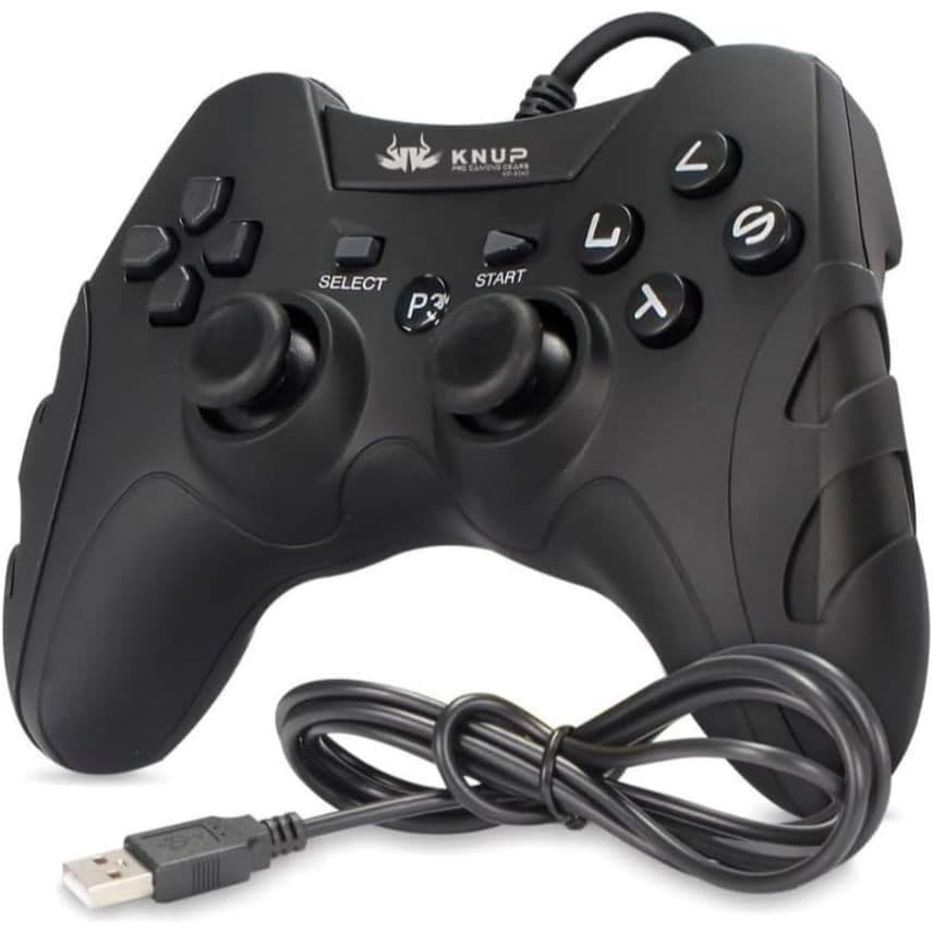 Controle Com Fio 2 em 1 Knup KP-4040 para PC e PS3 com Vibração Dual Shock USB