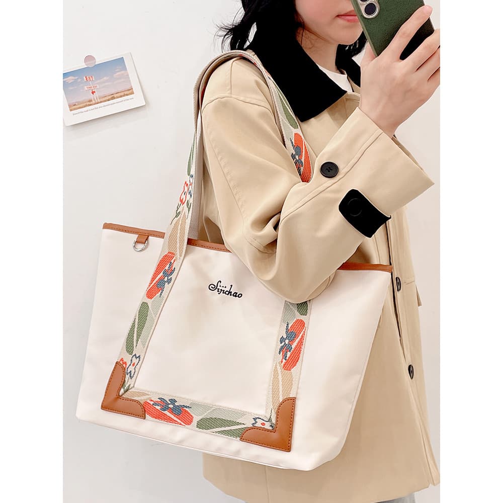 Bolsa de lona feminina 2026 novo estilo grande capacidade trabalho Commuter Tote bolsa de ombro bolsa estilo coreano pre