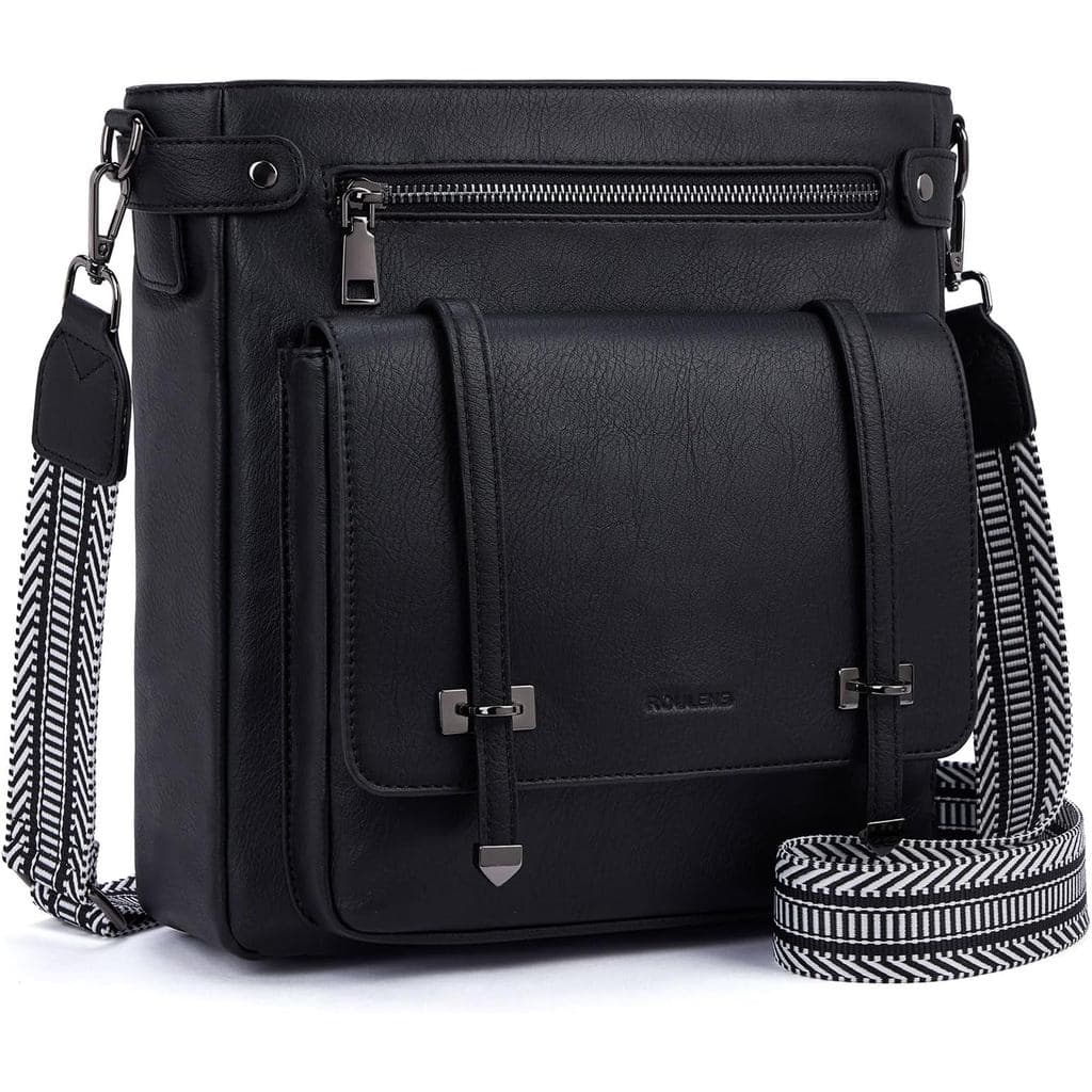 Bolsas Transversais Roulens para Mulheres, Bolsas Transversais com Múltiplos Compartimentos em Couro Vegano, Bolsas de O