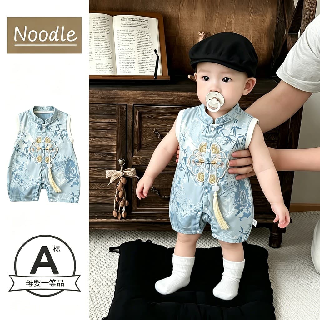 Roupas infantis recém-nascidas verão estilo fino mês inteiro cem dias bebê verão macacão masculino um ano de idade vesti