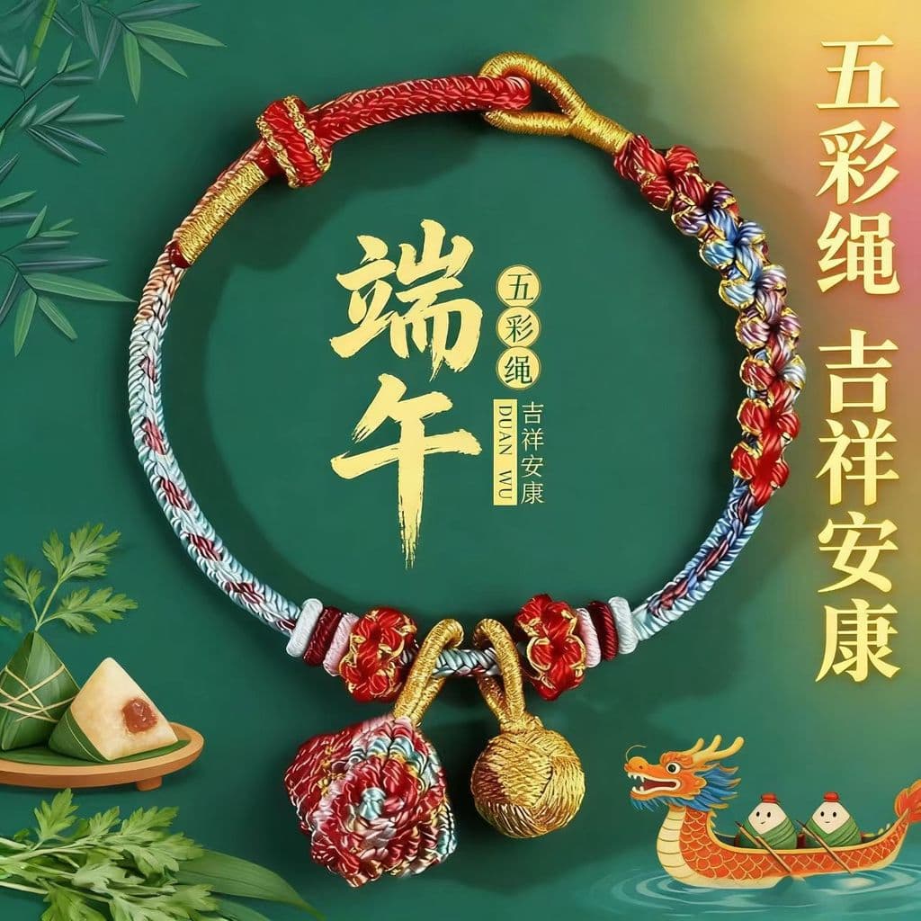 Dragon Boat Festival Corda Multicolorida Wenchang Nó Pulseira Shore Koi Bolinho Alto Zhuangyuan Corda de Mão Trançada Cr