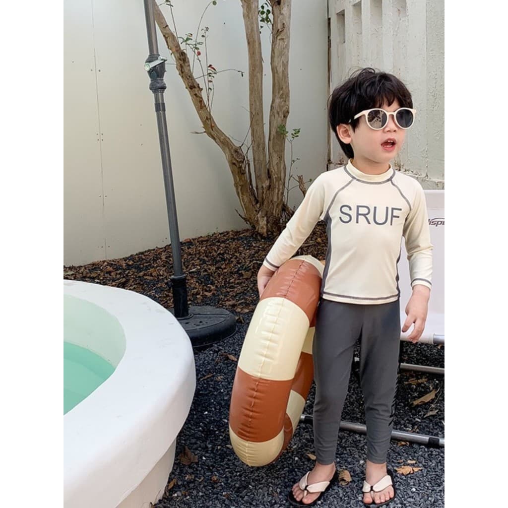 Bebê maiô coreano crianças maiô meninos dividir calças de manga comprida mergulho surf terno maiô protetor solar terno