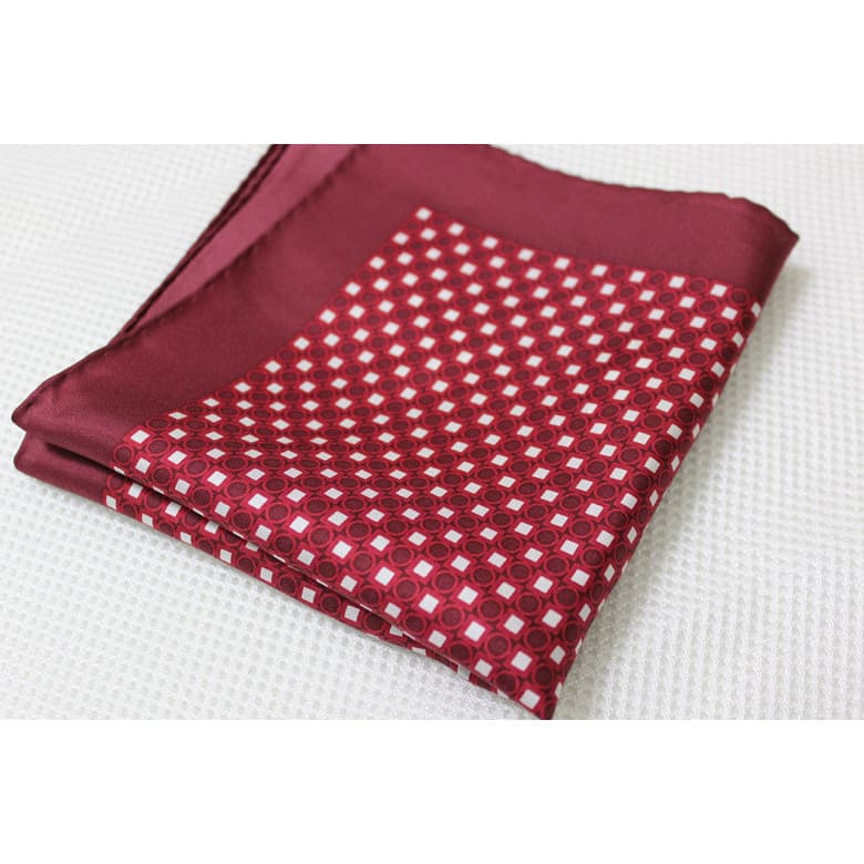 Lenço quadrado estampado de seda lenço no peito lenço de bolso exportação pedido Original 30X30CM borgonha Floral